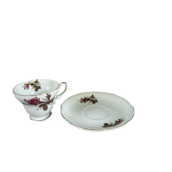 Tuscan Bone China Demitasse Tea Cup & Saucer Set Pink Rose Floral Pattern - Picture 6 of 11